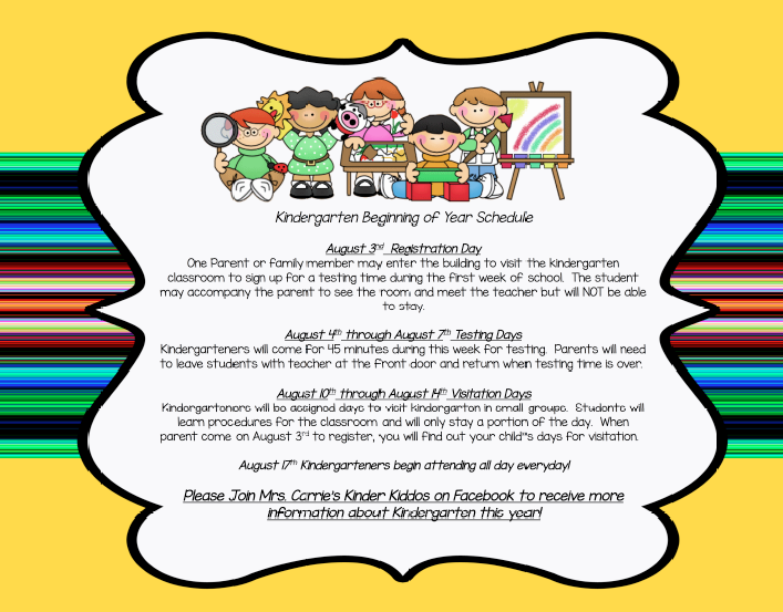 Kindergarten Updates