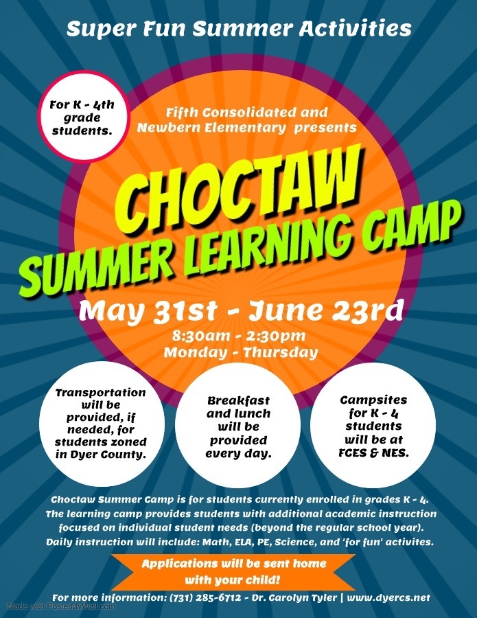 Choctaw summer learning camp flier 