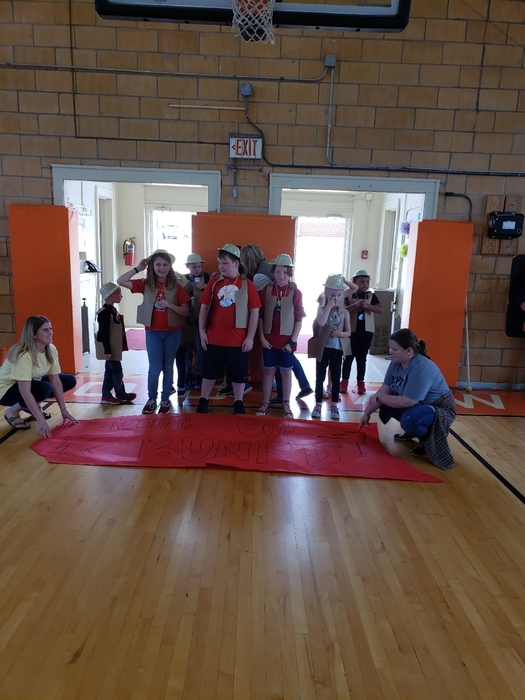 students dressed as campers